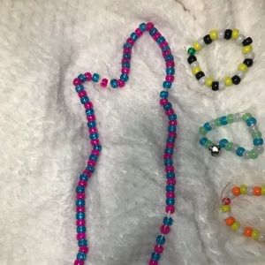 Hand-made beaded waist beads/necklace and 3 bracelets